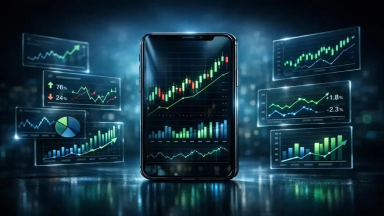 Smartphone displaying advanced betting odds charts and data analysis dashboard